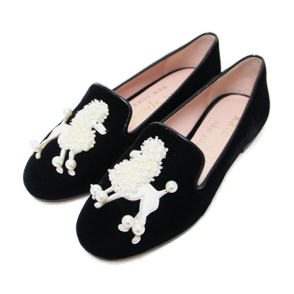 ラウンジプードル ローファー / スリッポン ラウンドトゥ ベルベット ビジュー パール 牛革