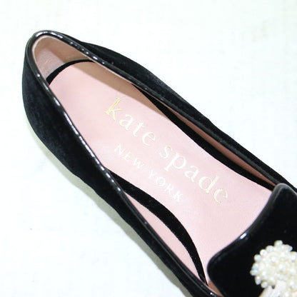 ラウンジプードル ローファー / スリッポン ラウンドトゥ ベルベット ビジュー パール 牛革