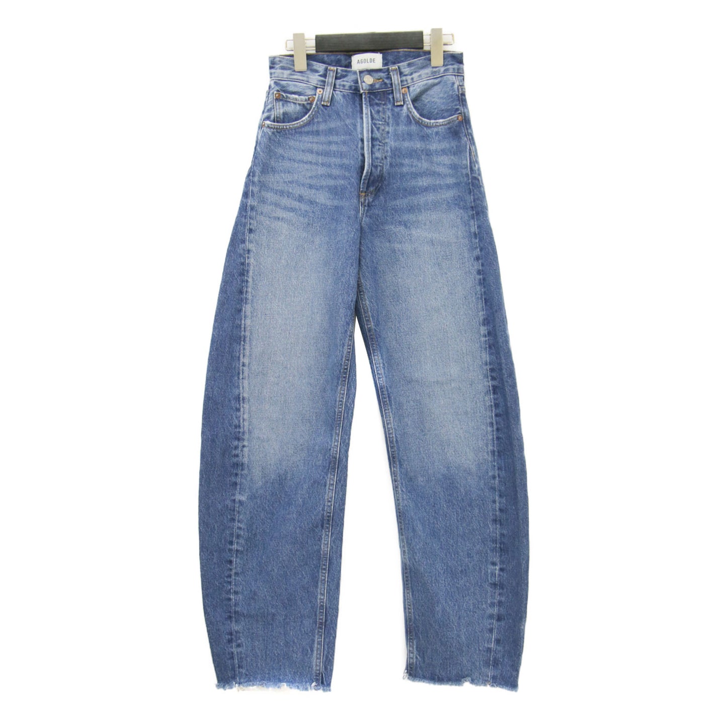 25春夏 カーブ デニムパンツ / LUNA PIECED JEAN IN SPLIT ワイド ボタンフライ 5ポケット カットオフ コットン