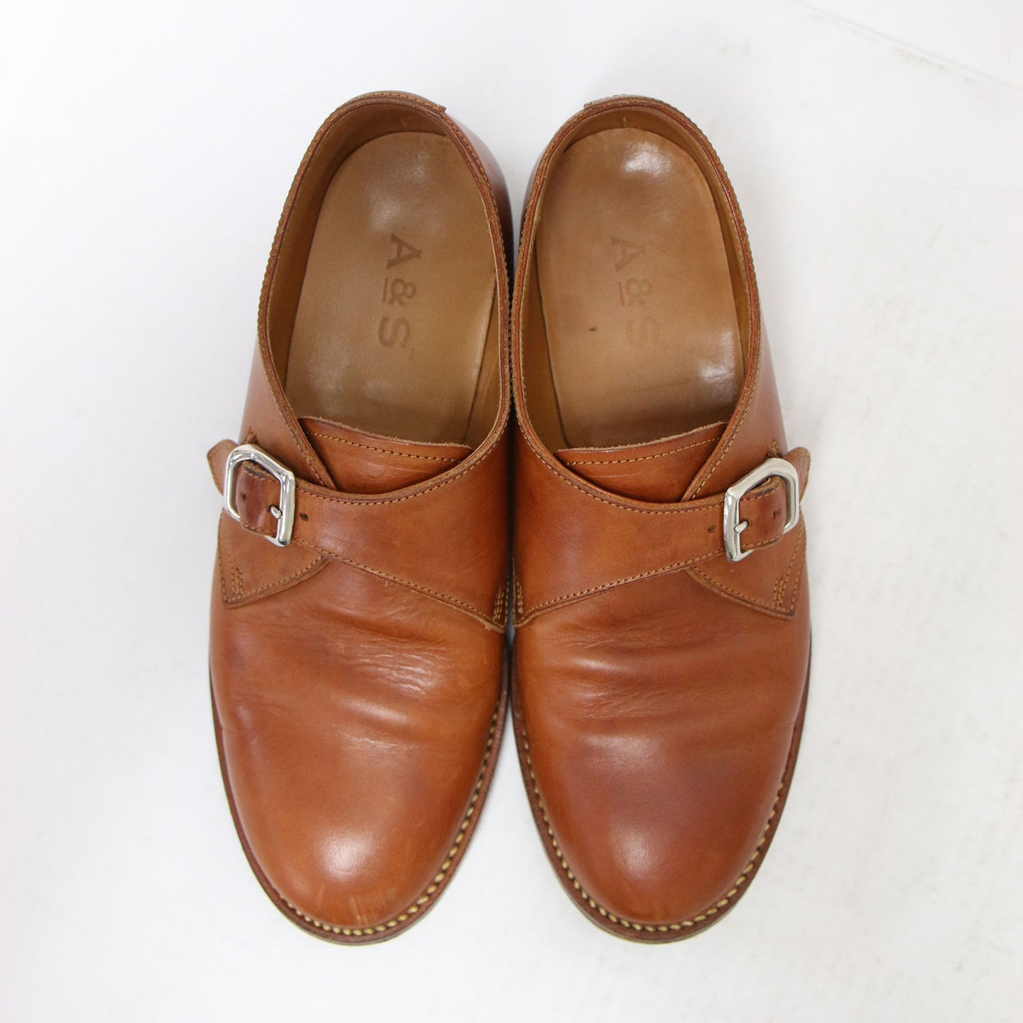 レザー モンクストラップ シューズ / ローファー ラウンドトゥ フラット ベルト