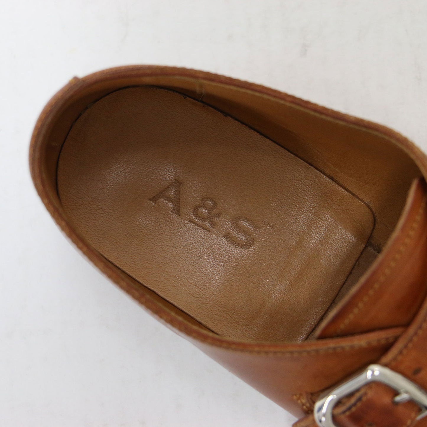 レザー モンクストラップ シューズ / ローファー ラウンドトゥ フラット ベルト