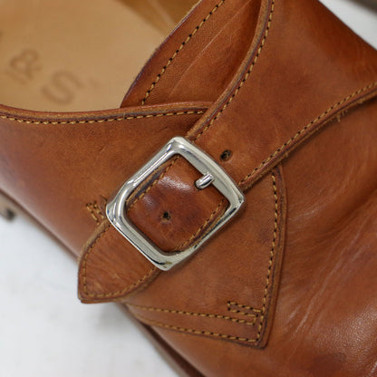 レザー モンクストラップ シューズ / ローファー ラウンドトゥ フラット ベルト