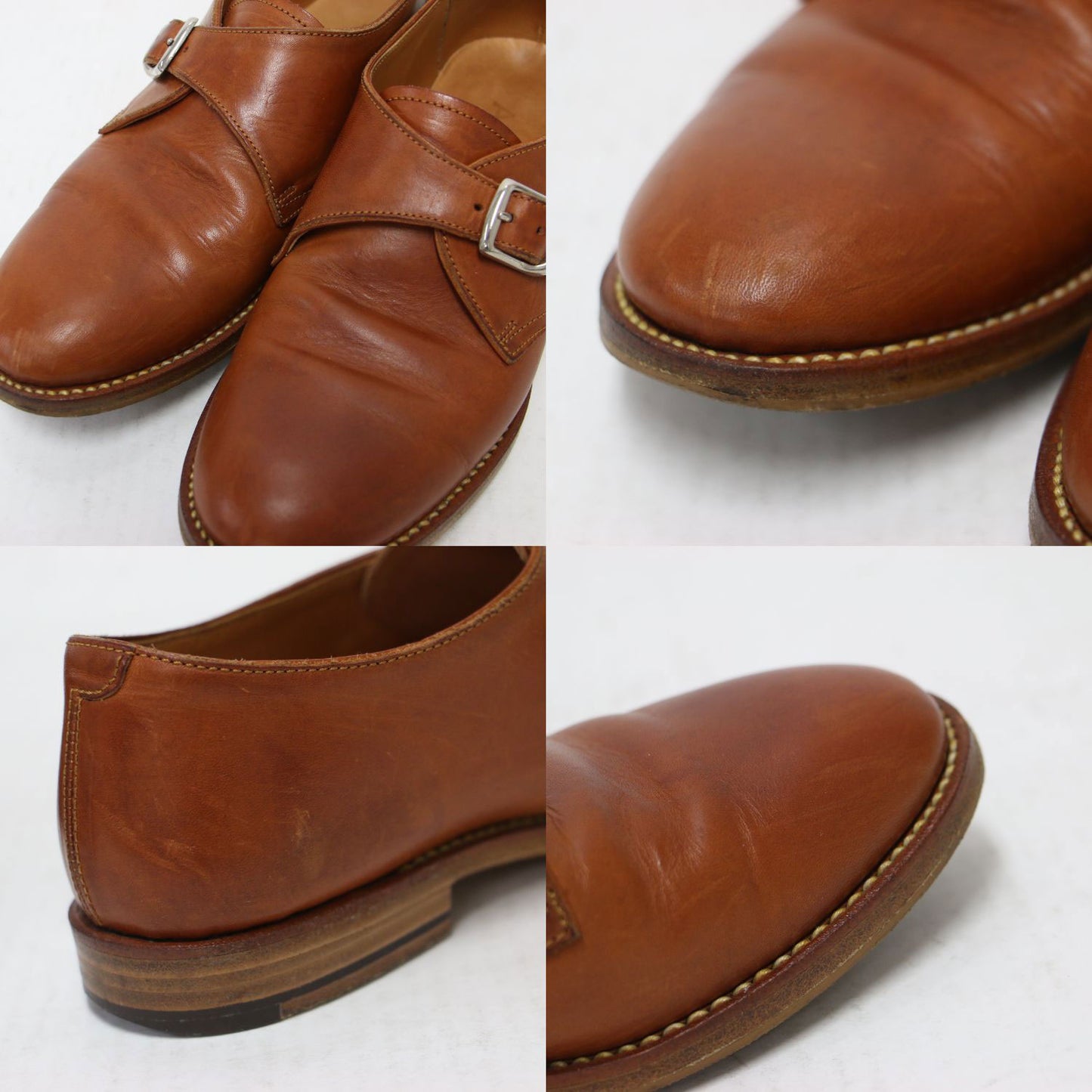 レザー モンクストラップ シューズ / ローファー ラウンドトゥ フラット ベルト