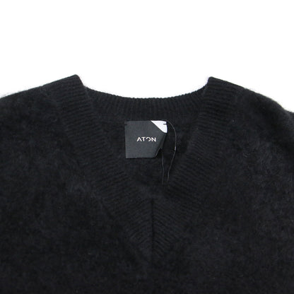 21秋冬 ファー カシミヤ Vネック セーター / ニット 長袖 ドロップショルダー ワイド シャギー