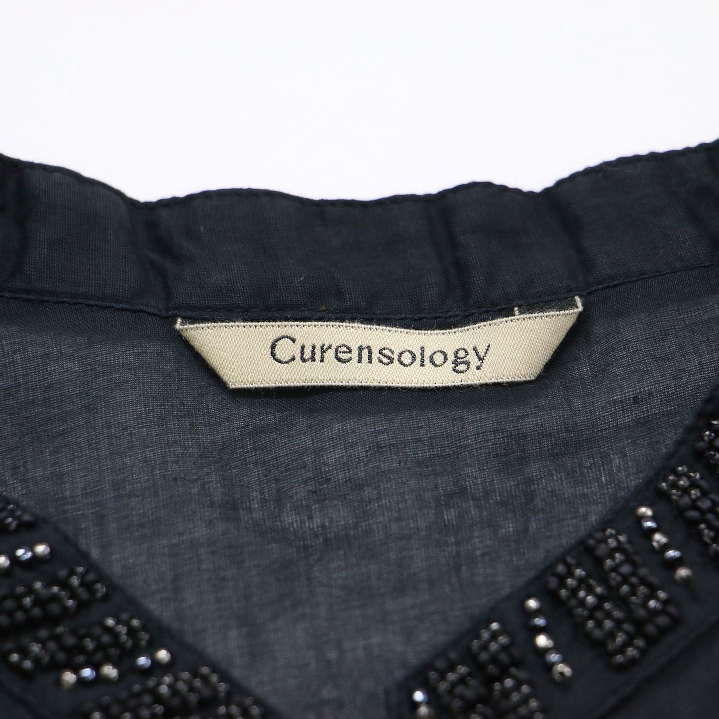 24秋冬 レース 刺繍 オーガン ビジュー ベスト / ジレ ノースリーブ スタンドカラー ボタンレス ビーズ シアー コットン