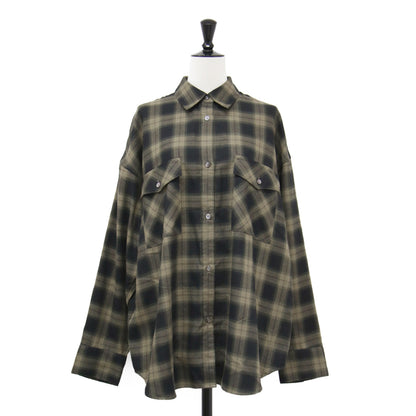 22秋冬 レーヨン チェックシャツ / RAYON CHECK SHIRT 長袖 総柄 ワイド ドロップショルダー