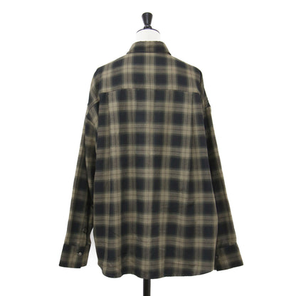 22秋冬 レーヨン チェックシャツ / RAYON CHECK SHIRT 長袖 総柄 ワイド ドロップショルダー
