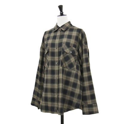 22秋冬 レーヨン チェックシャツ / RAYON CHECK SHIRT 長袖 総柄 ワイド ドロップショルダー