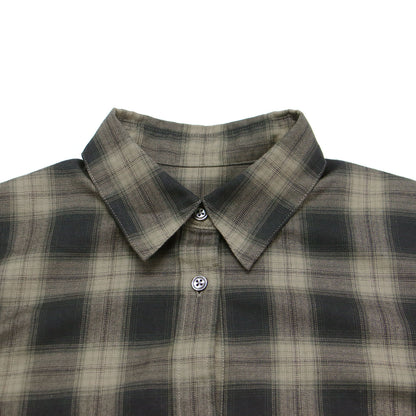 22秋冬 レーヨン チェックシャツ / RAYON CHECK SHIRT 長袖 総柄 ワイド ドロップショルダー