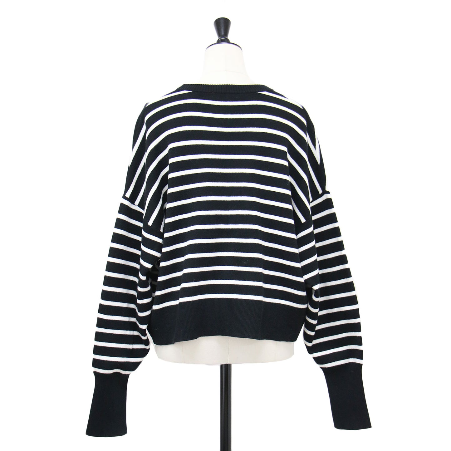 23秋冬 コットン スムース ボーダー プルオーバー / CRADUS ニット 長袖 クロップド丈 クルーネック ストレッチ