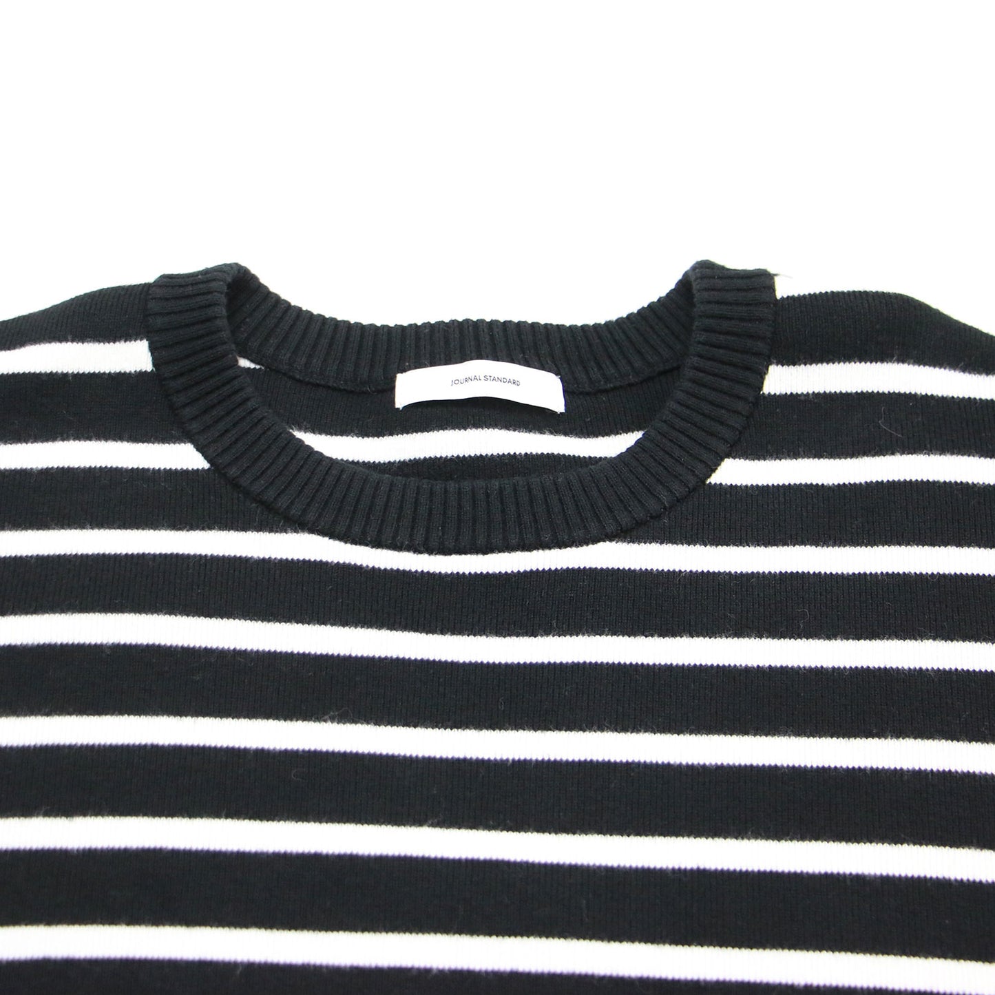 23秋冬 コットン スムース ボーダー プルオーバー / CRADUS ニット 長袖 クロップド丈 クルーネック ストレッチ