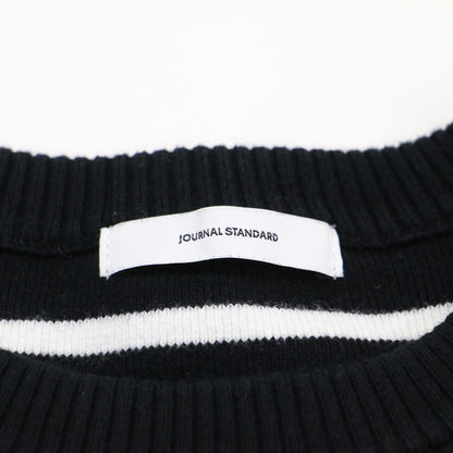 23秋冬 コットン スムース ボーダー プルオーバー / CRADUS ニット 長袖 クロップド丈 クルーネック ストレッチ