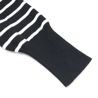 23秋冬 コットン スムース ボーダー プルオーバー / CRADUS ニット 長袖 クロップド丈 クルーネック ストレッチ