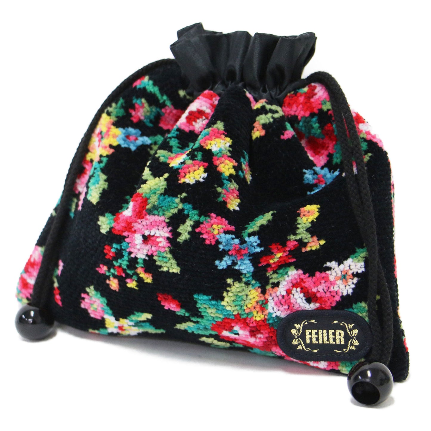 レーシーローズ 巾着 / ポーチ ストライプ 花柄 ロゴ