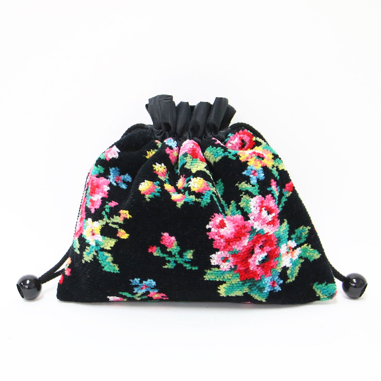 レーシーローズ 巾着 / ポーチ ストライプ 花柄 ロゴ