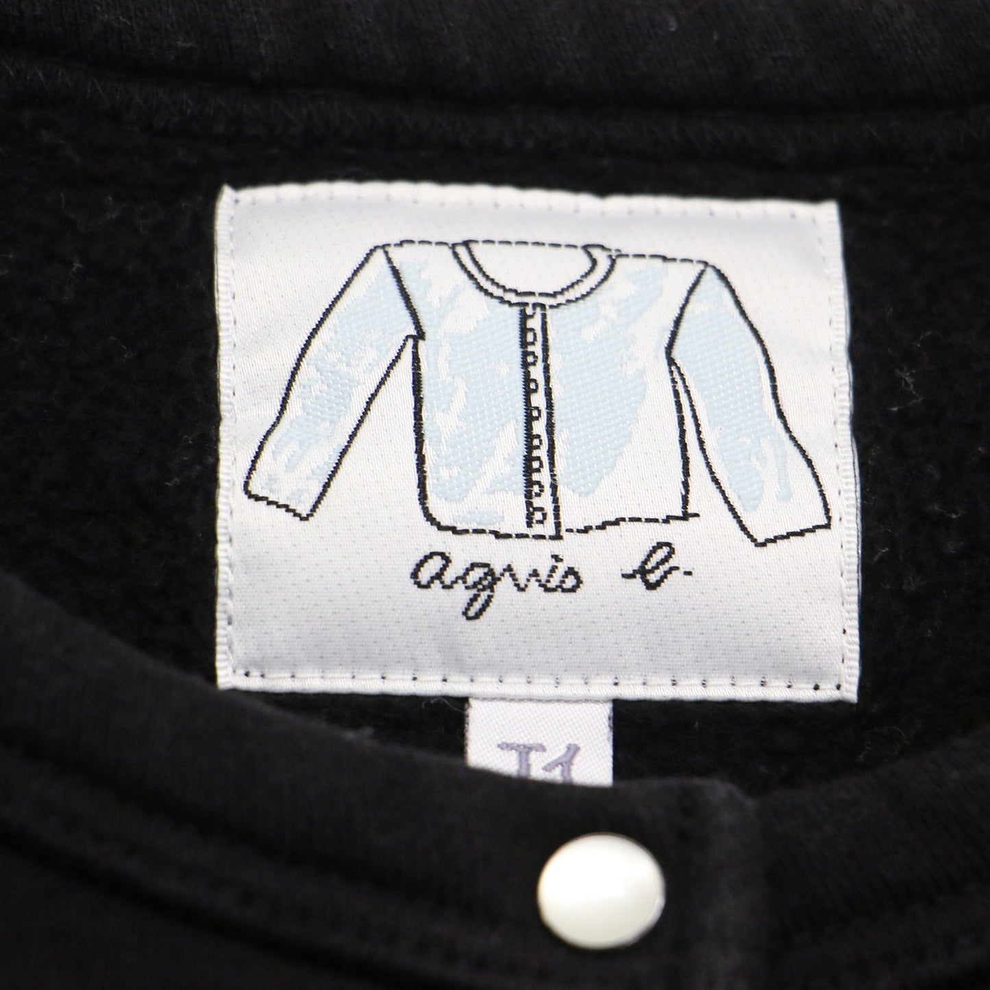 コットン メルトン 長袖 カーディガン プレッション / スウェット ショート丈 クルーネック ドットボタン 裏起毛