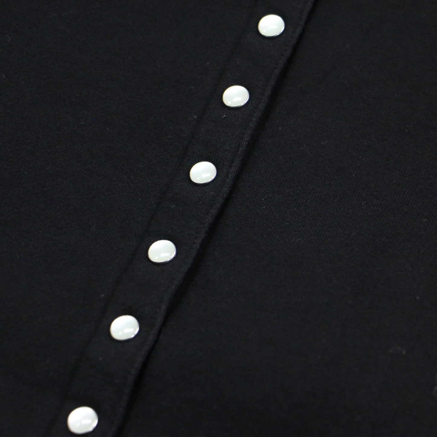 コットン メルトン 長袖 カーディガン プレッション / スウェット ショート丈 クルーネック ドットボタン 裏起毛