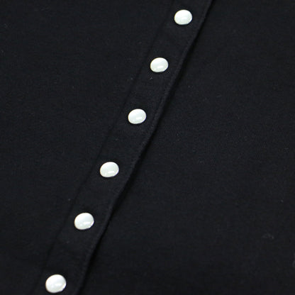 コットン メルトン 長袖 カーディガン プレッション / スウェット ショート丈 クルーネック ドットボタン 裏起毛