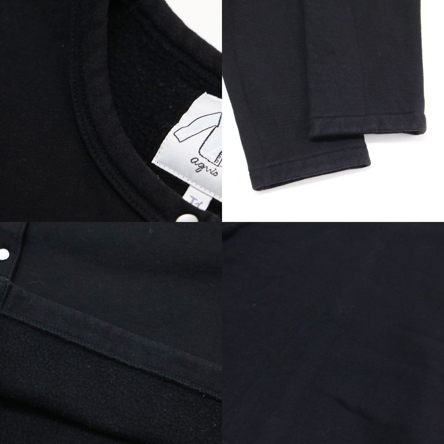 コットン メルトン 長袖 カーディガン プレッション / スウェット ショート丈 クルーネック ドットボタン 裏起毛