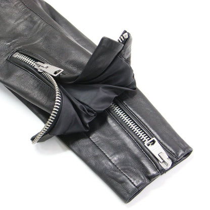 ラムレザー フェイクファー ライダースジャケット / HIGGENS LUX BIKER ショート丈 ダブル