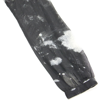 プリント シアー ロング ワンピース / D-HINES-A DRESS ドレス 長袖 Vネック ティアード 総柄