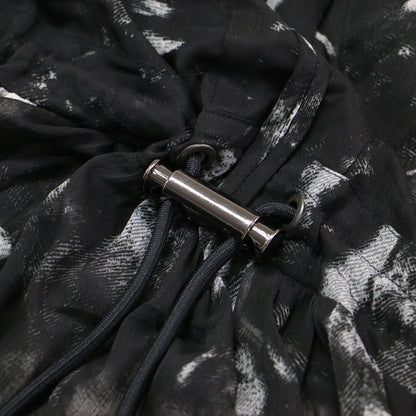 プリント シアー ロング ワンピース / D-HINES-A DRESS ドレス 長袖 Vネック ティアード 総柄