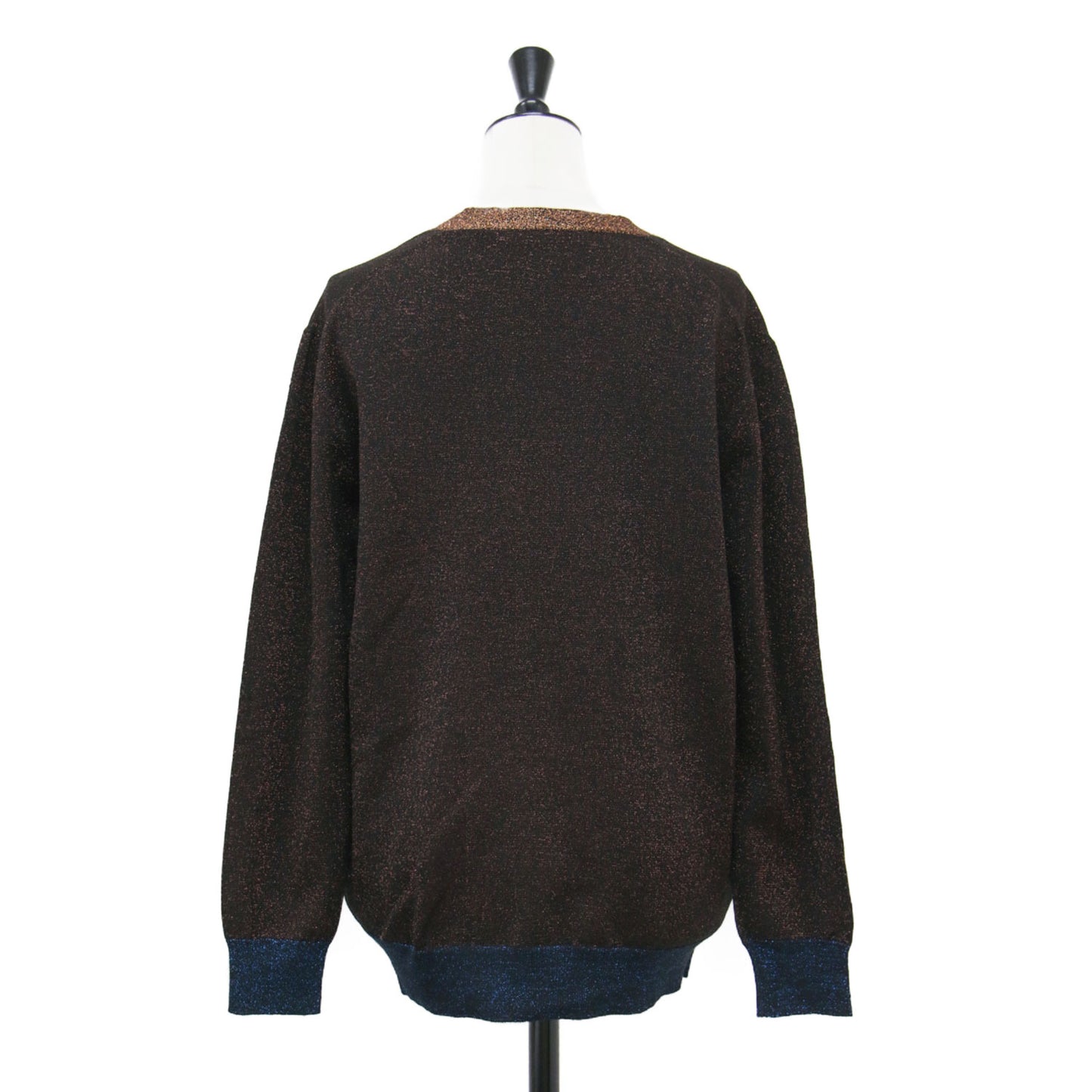 シルク ラメ Vネック カーディガン / ニット 長袖 配色