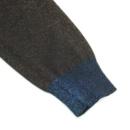 シルク ラメ Vネック カーディガン / ニット 長袖 配色