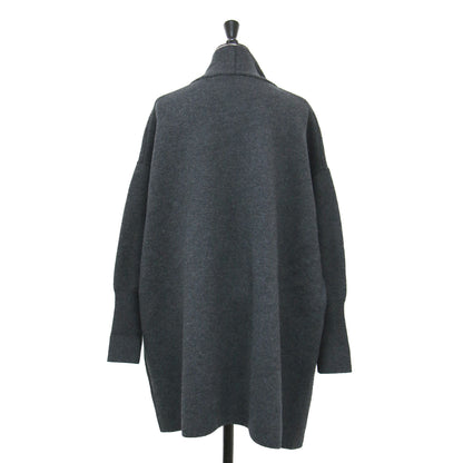 22秋冬 ダブルフェイス ニット ガウン カーディガン / ミドル丈 長袖 ウール カシミヤ