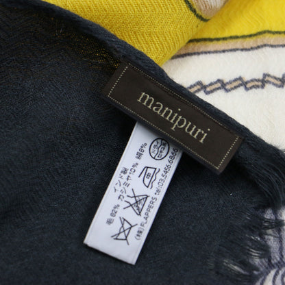 スカーフ柄 プリント ストール / 正方形 フリンジ 総柄 ウール カシミヤ シルク