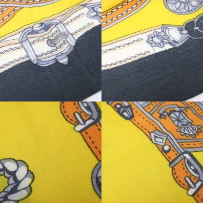 スカーフ柄 プリント ストール / 正方形 フリンジ 総柄 ウール カシミヤ シルク