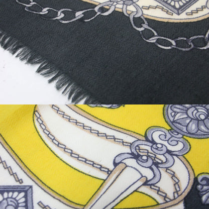 スカーフ柄 プリント ストール / 正方形 フリンジ 総柄 ウール カシミヤ シルク