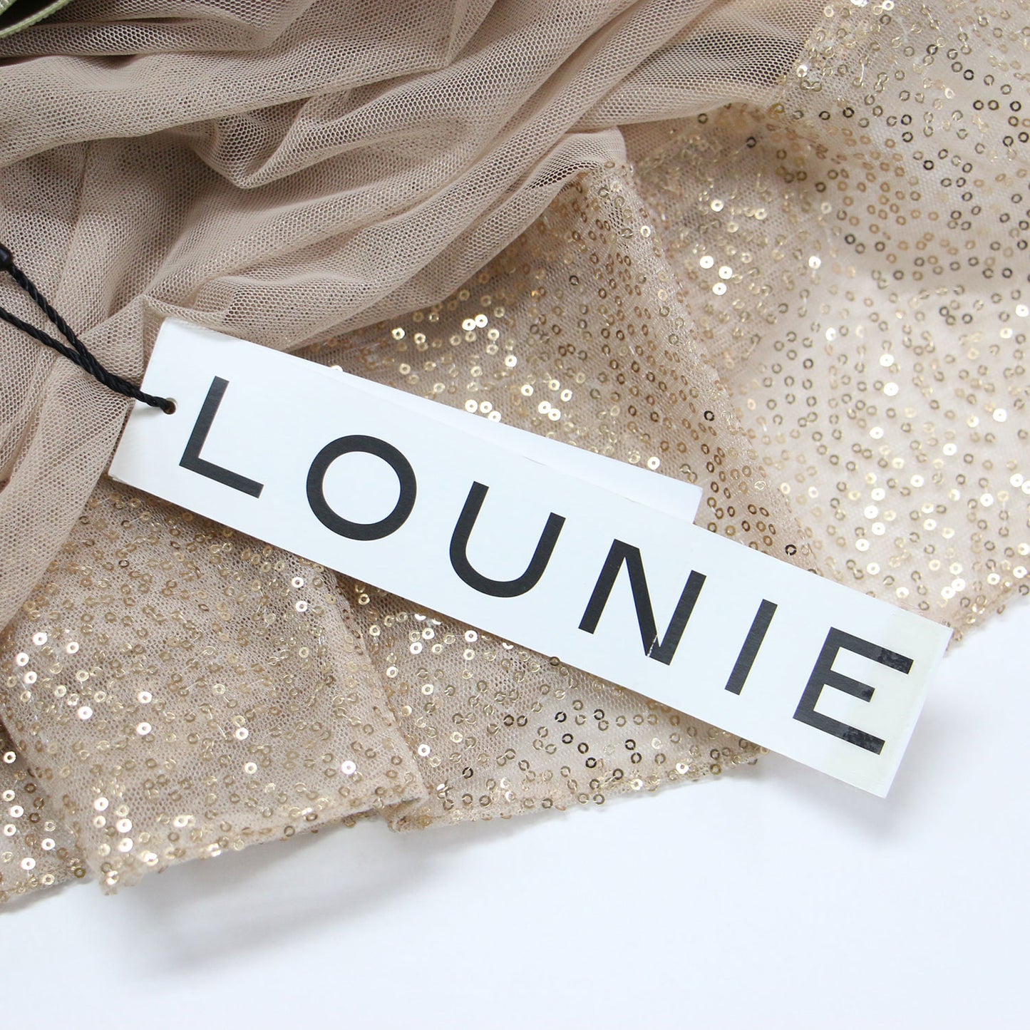 スパンコール付き チュール ロング スカート / ギャザー ウエストゴム