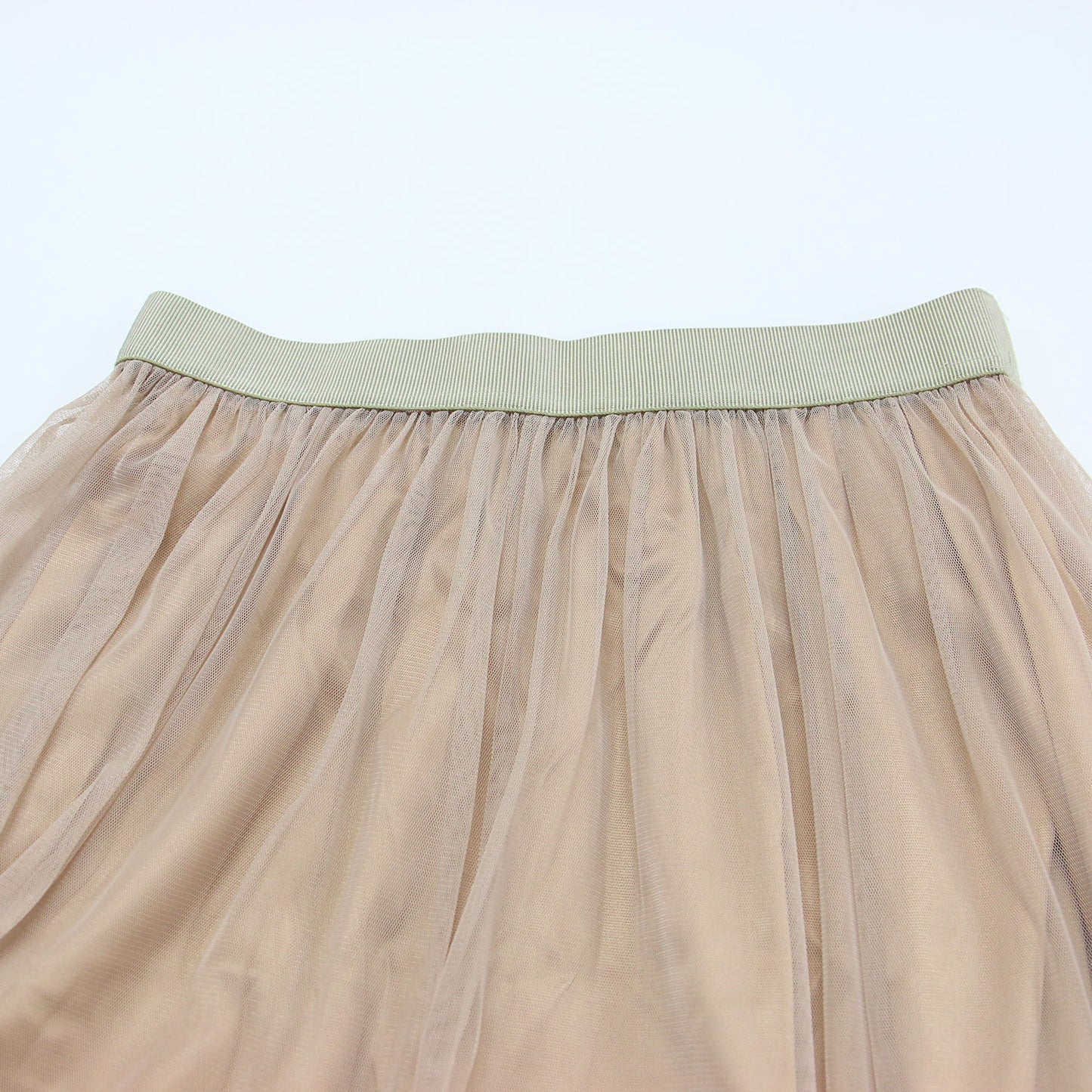 スパンコール付き チュール ロング スカート / ギャザー ウエストゴム