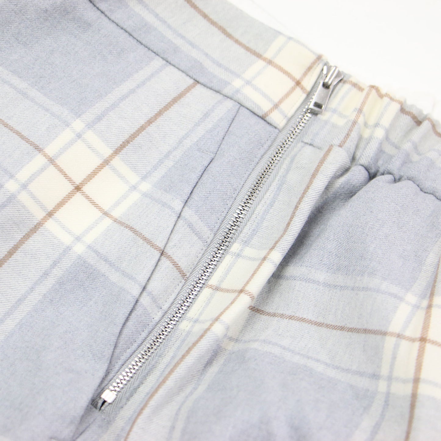 ウール サキソニー チェック バギー クロップド パンツ