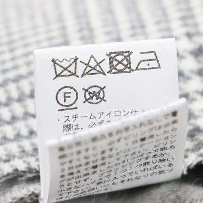 ウール チェック ロング ジレ / ベスト クルーネック オーバーサイズ グレンチェック