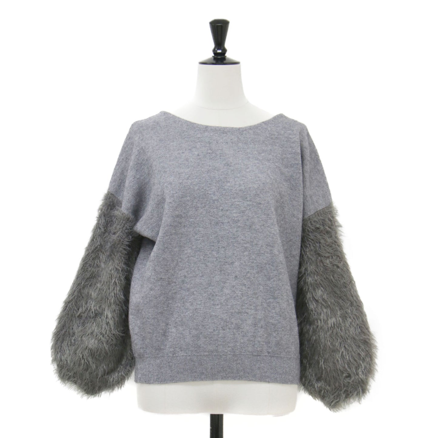 袖シャギー 2WAY Vネック カーディガン / ニット 長袖 ボートネック ボリュームスリーブ