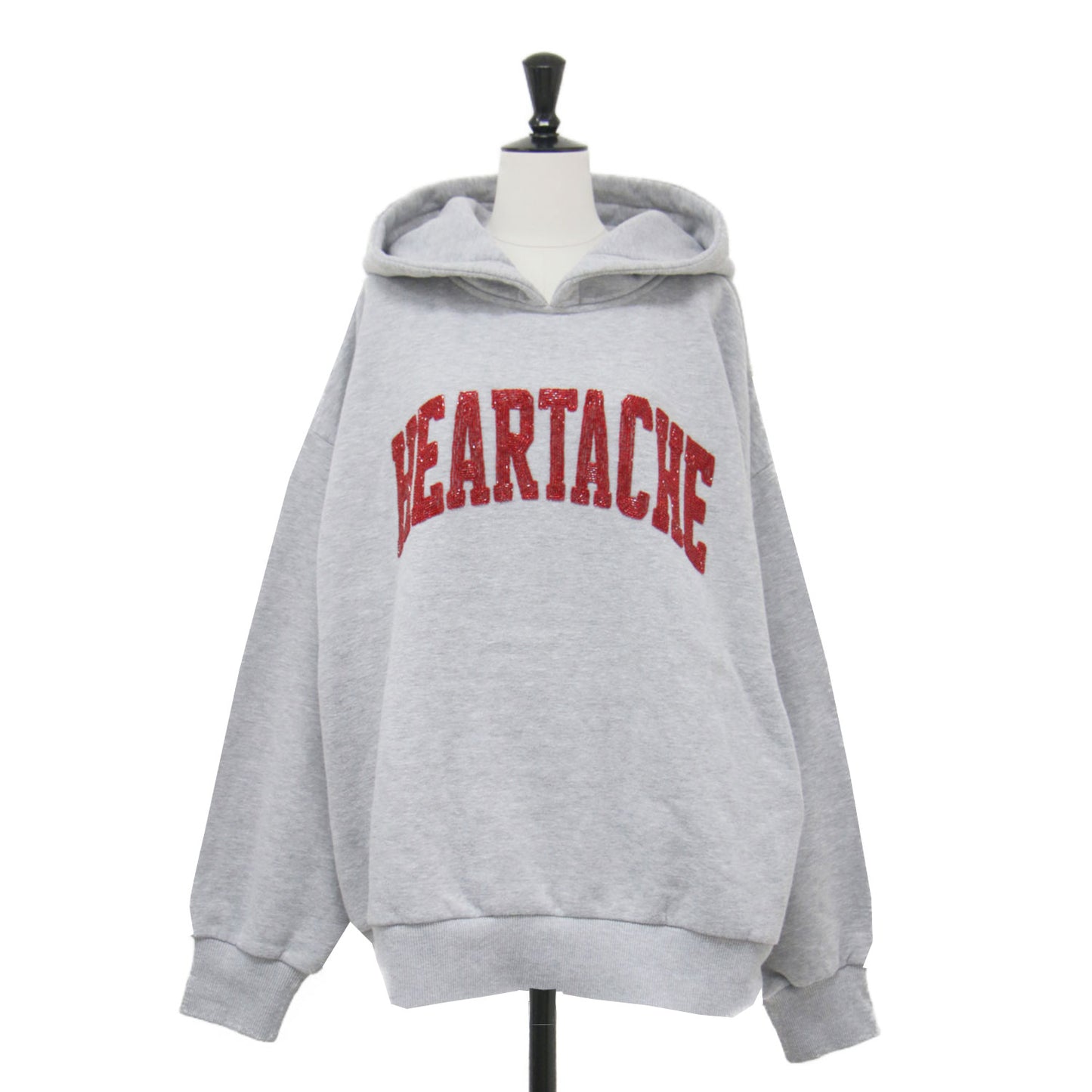 25春夏 スパンコール ロゴ パーカー / HEATACHE フーディー プルオーバー 長袖 裏起毛 コットン