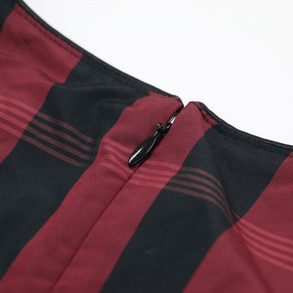 チェック ノースリーブ ワンピース	/ ジャンパースカート ミディ丈 クルーネック タック