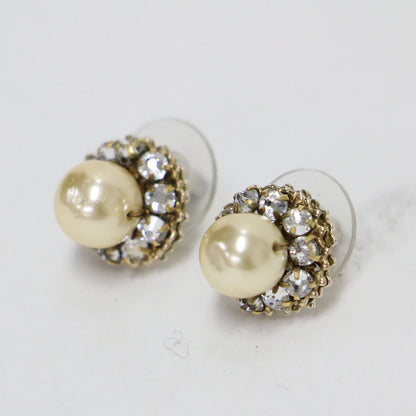 パール ビジュー スタッド ピアス / 両耳用 ラインストーン