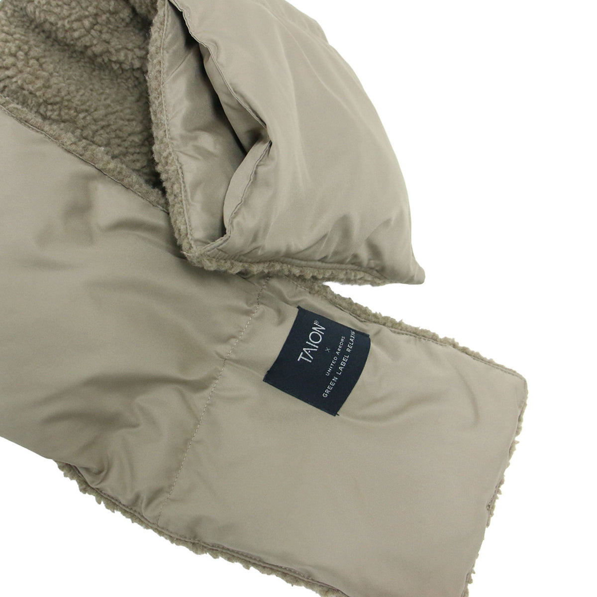 × green label relaxing 別注 24秋冬 ダウン ボア マフラー / リバーシブル フリース キルティング