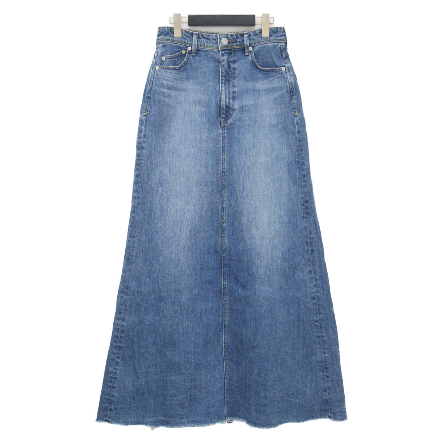 デニム マキシ Aライン スカート / Maxi A-line Skirt ロング 5ポケット カットオフ