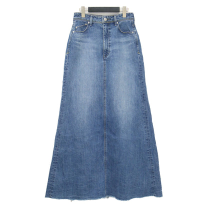 デニム マキシ Aライン スカート / Maxi A-line Skirt ロング 5ポケット カットオフ