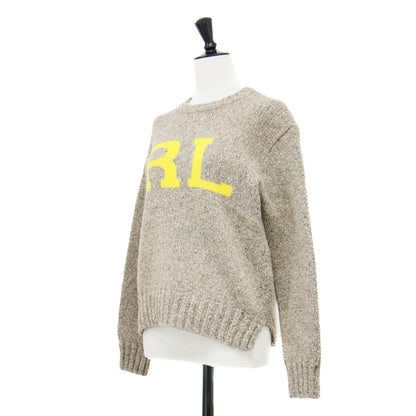 RL レタード クルーネック セーター / ニット 長袖 ロゴ ウール コットン