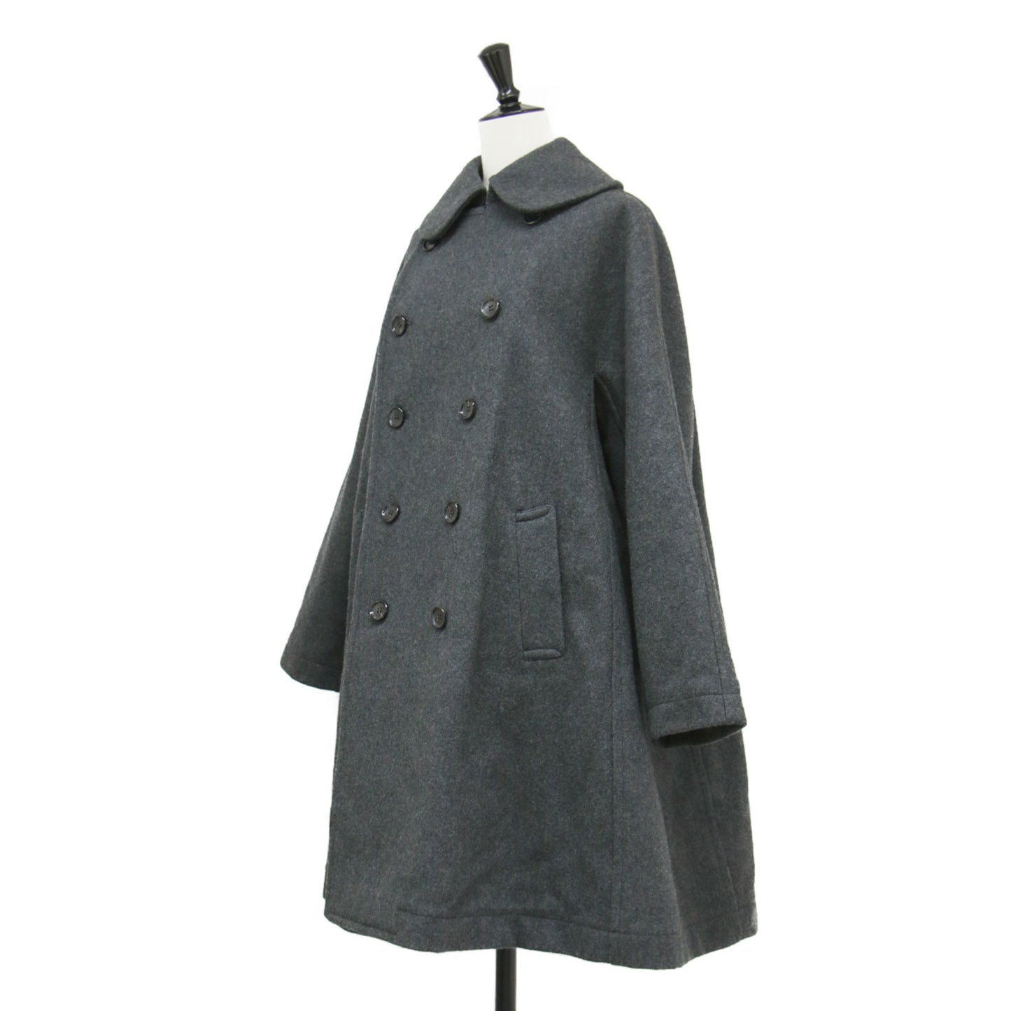 23秋冬 丸襟 メルトン ロング コート RL-C006 / ダブル オーバーサイズ Aライン