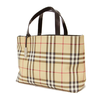 ノバチェック レザーハンドル トートバッグ / ハンドバッグ コーティングキャンバス