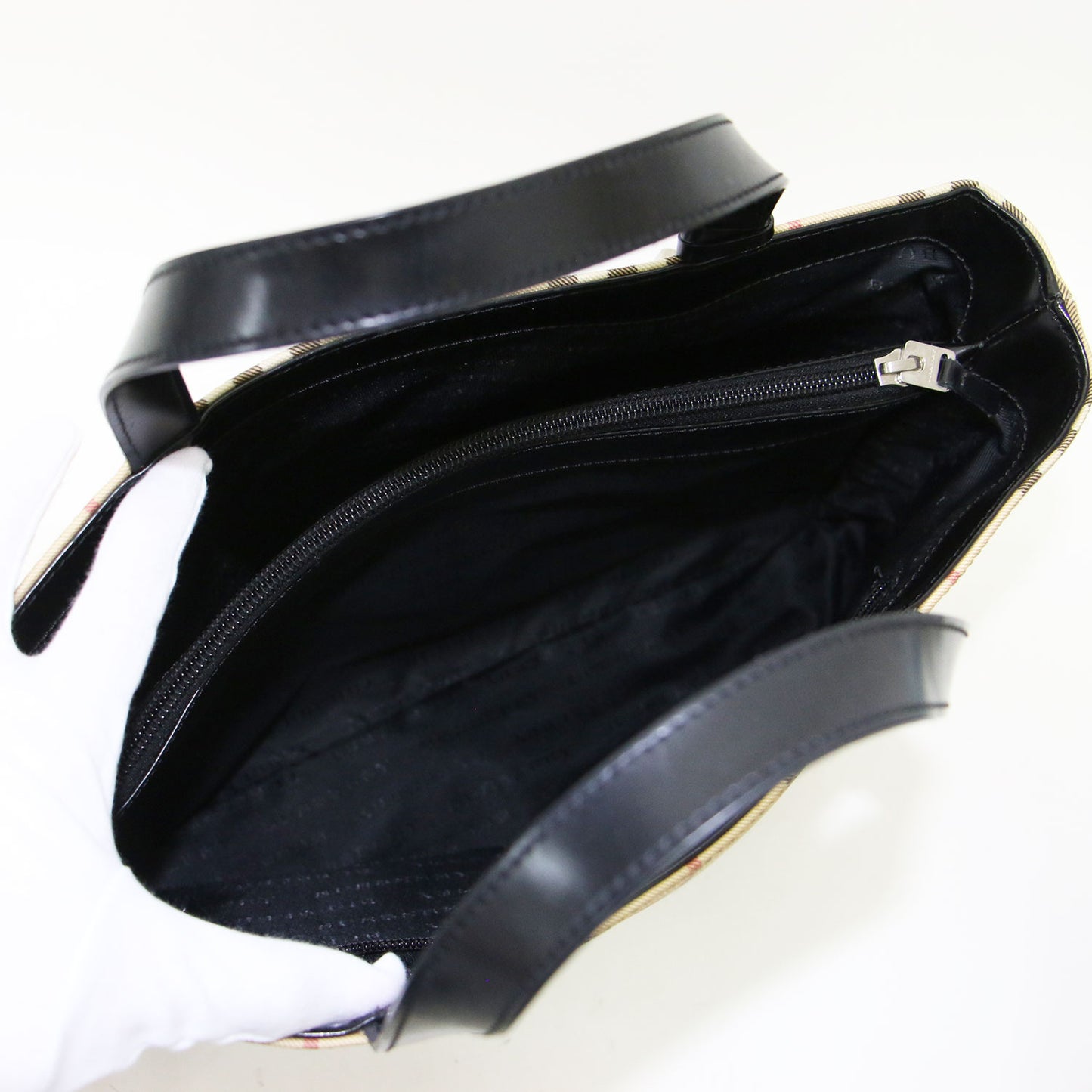 ノバチェック レザーハンドル トートバッグ / ハンドバッグ コーティングキャンバス