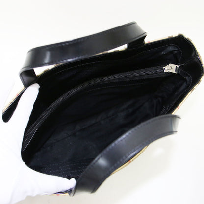 ノバチェック レザーハンドル トートバッグ / ハンドバッグ コーティングキャンバス