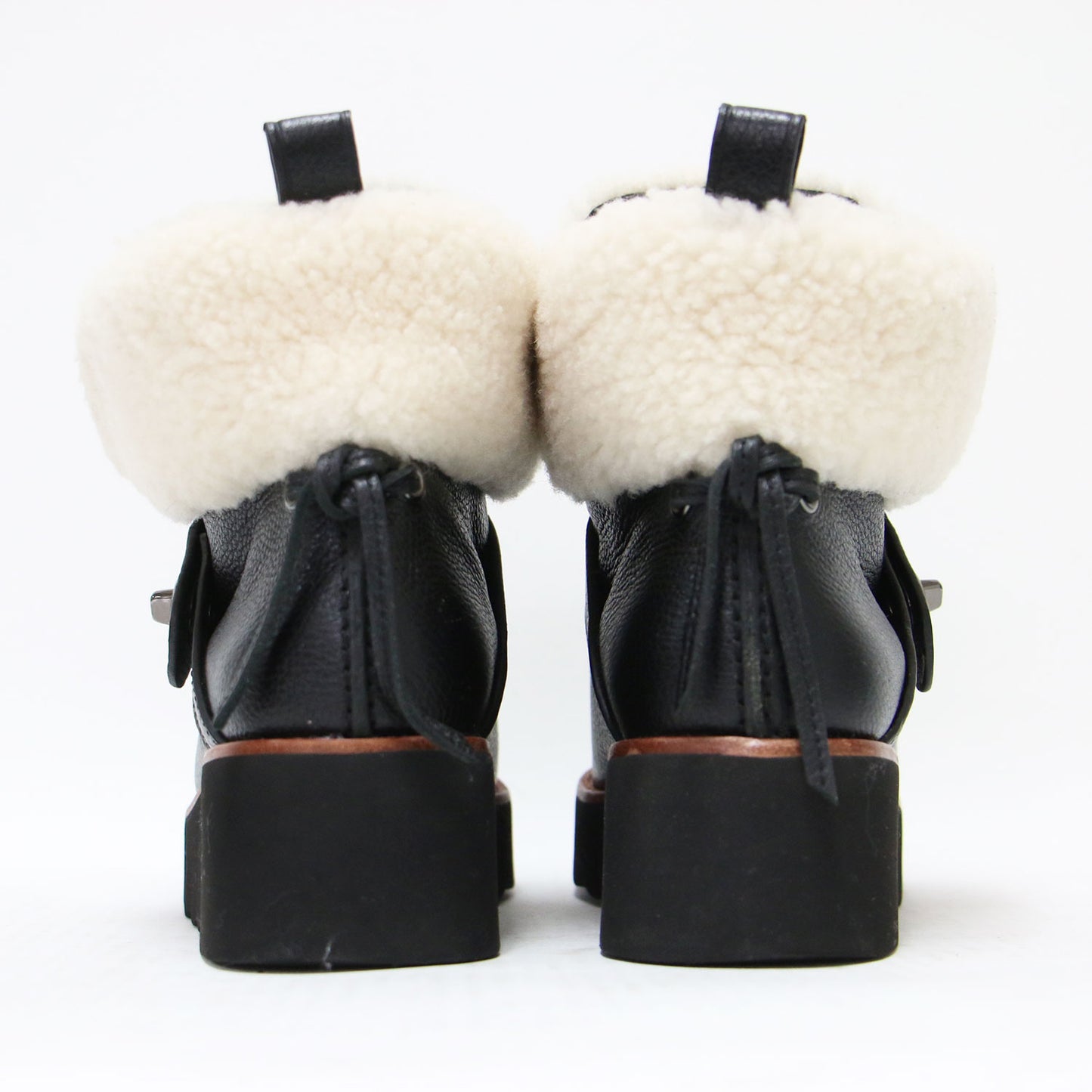 ボア付き レザー ショート ブーツ / URBAN HIKER SHEARLING POP プラットフォーム 厚底
