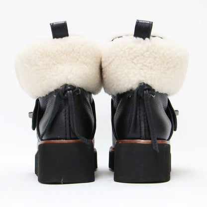ボア付き レザー ショート ブーツ / URBAN HIKER SHEARLING POP プラットフォーム 厚底